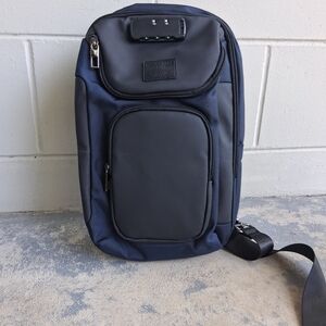 Men's Navy Crossbody Sling Bag with Combination Lock - Unbranded
